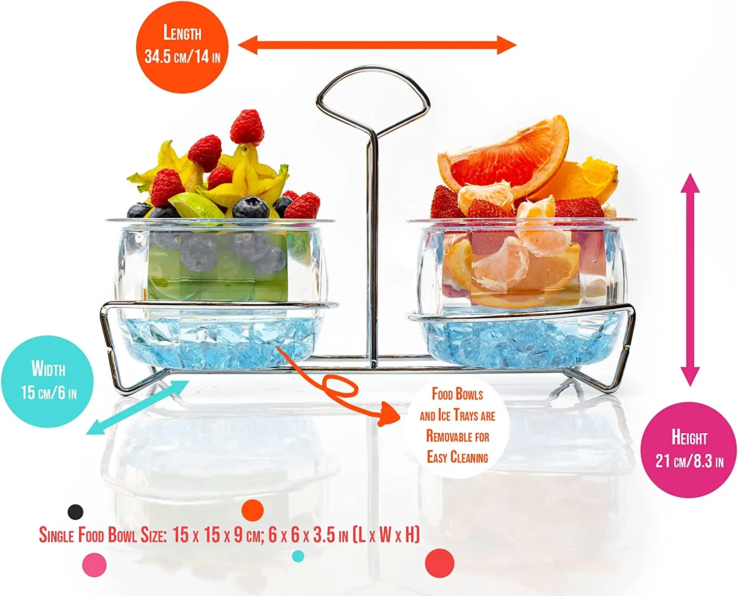 Wholesale party for chip and dip Chillers serving set Salad Bowl On Ice chilled serving food Dip Bowls