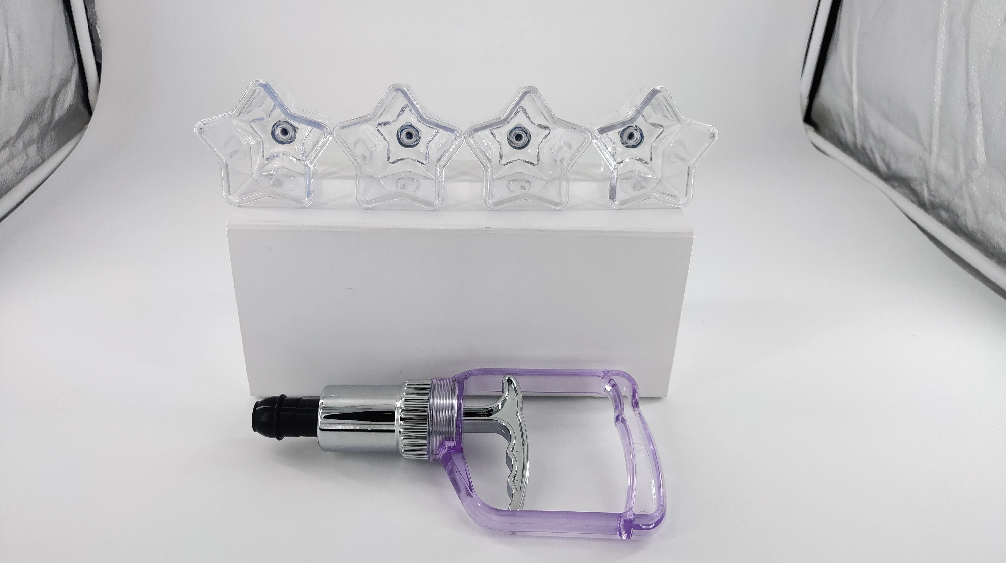 Hot 4Pcs Characteristic Star Shaped Vacuum  Cupping with Pumb Plastic Set Cupping Therapy Anti Cellulite Massage for Face Body