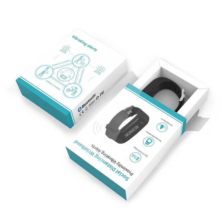  Bluetooth беспроводной предупреждение браслет для социальная дистанция minew