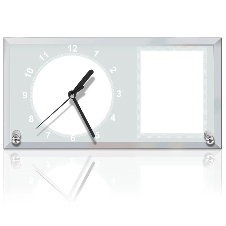 30*16 cm Sublimation Coated Printable Glass Table Clock  Photo Frame