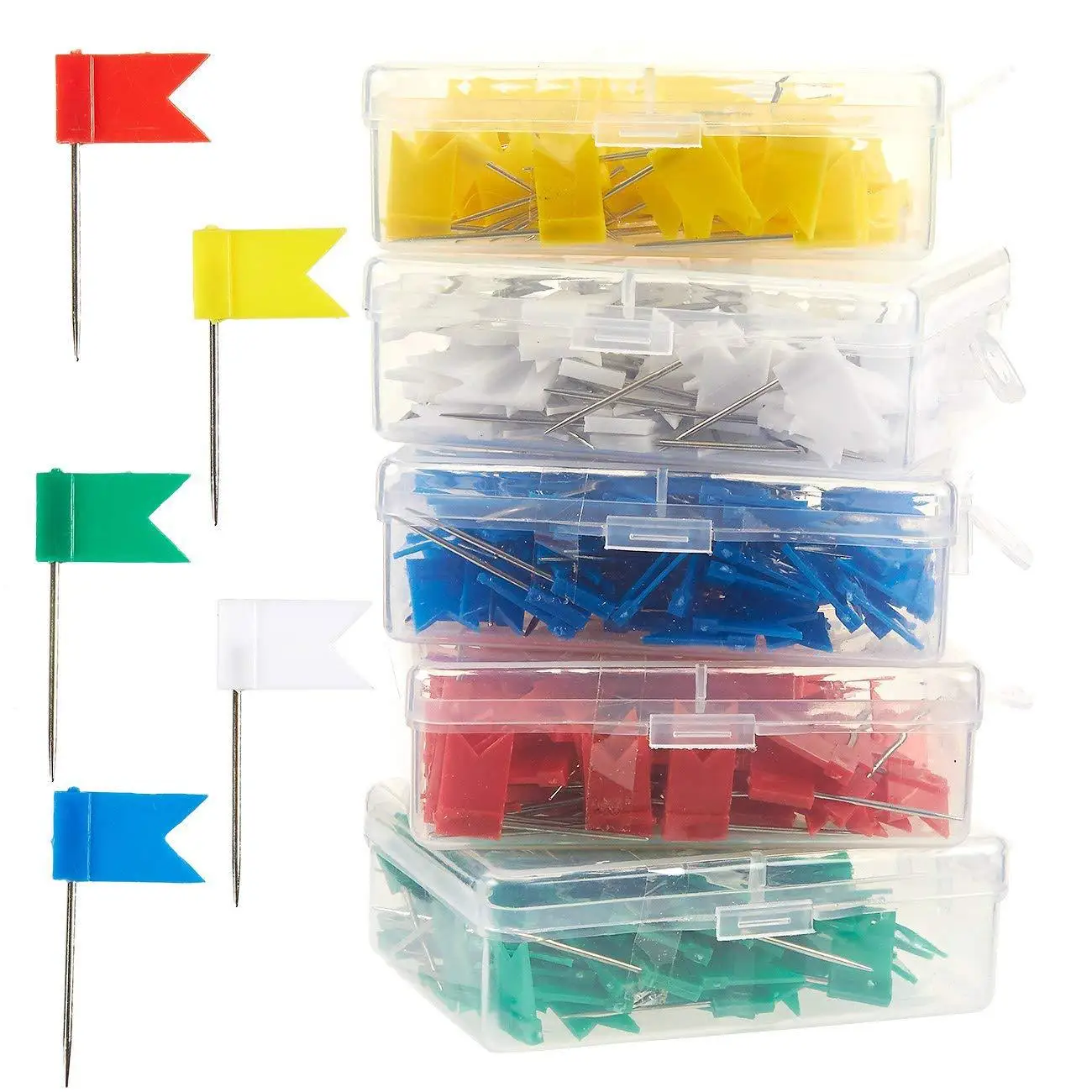 Multicolor Officemate Plastic Flag Map Push Pin 100pc