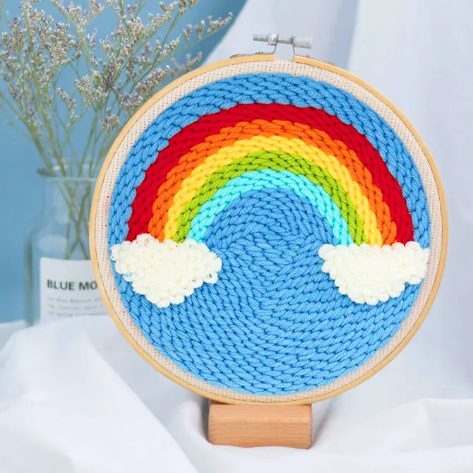 Детский домашний декор DIY пейзаж Радуга пробойник игла Набор для вышивки с обручем пробойник игла вышивка крестиком ручная работа