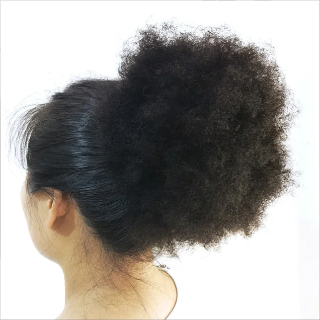 Peruvian Afro Curly Human Hair Ponytail Drawstring Natural Color for Afro Black Women Wholesale Human Hair Drawstring Ponytail