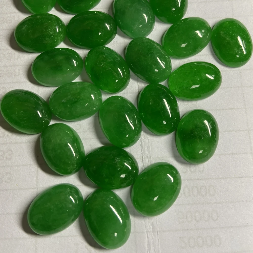 
HQ GEMS Natural Green Myanmar Jadeite Loose Gemstone Flatback Cabochon Beads Burmese Jade Stone Price 