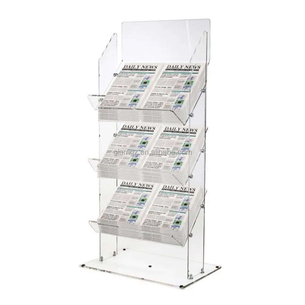Display Hotel Information Rack Ctalogue and Reference Racks Hotel Acrylic Newspaper Pack Magazine Display Stand