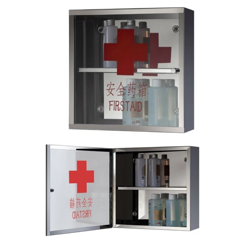 Stainless Steel Wall Mounted Kitchen Cabinet Two Door Kitchen Storage Cabinet Matte Glass  Cupboard