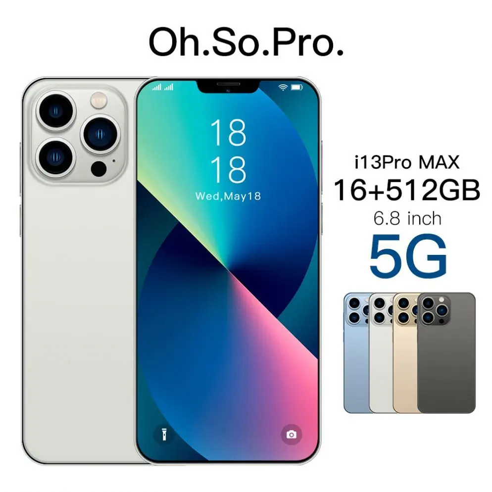 Brand new i13 Pro MAX Original 16GB+512GB phone13 10-Core  LET Cellphones unlocked Dual SIM Long lasting battery phone