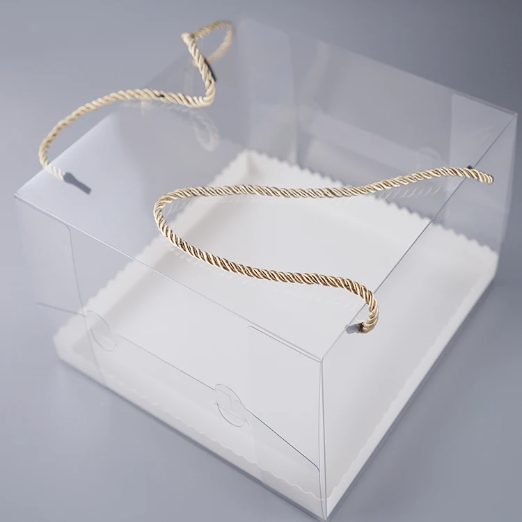 Bakery Cake Boxes with Handle Plastic Cupcake Boxes Clear Cookie Box with Window Swiss Roll Containers For Birthday Party Favor