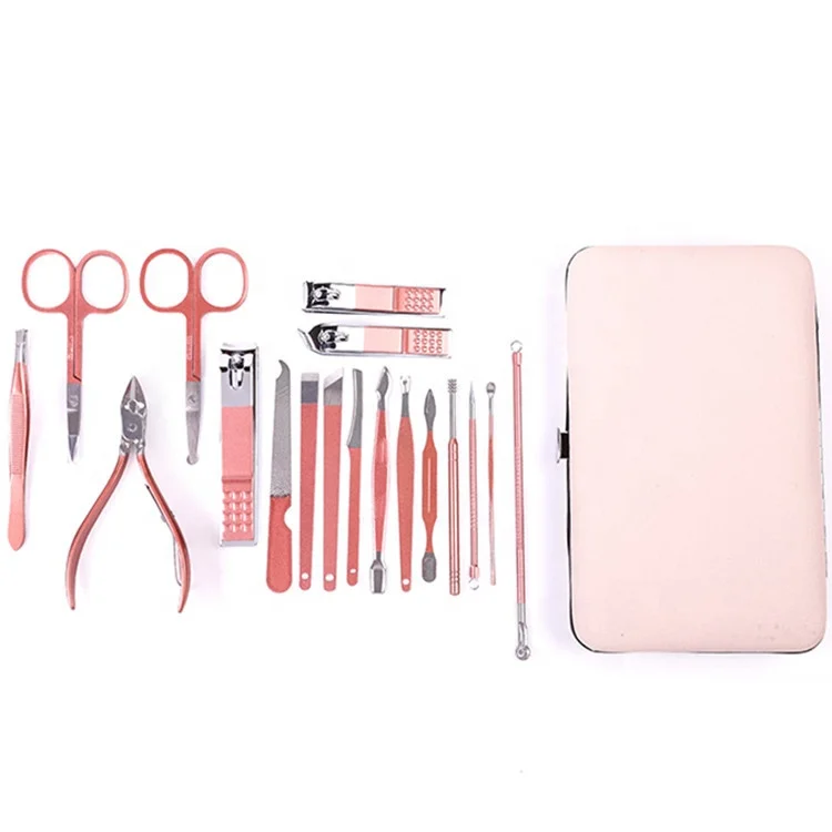 Professional Nail Clippers Rose gold manicure set stainless steel pedicure care tools Women Grooming Kit
