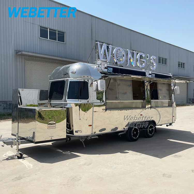 WEBETTER Hot Dog Pizzeria Food Truck Commercial Bar Catering Trailer Sandwich Food Cart Mobile Fast Airstream Food Trailer