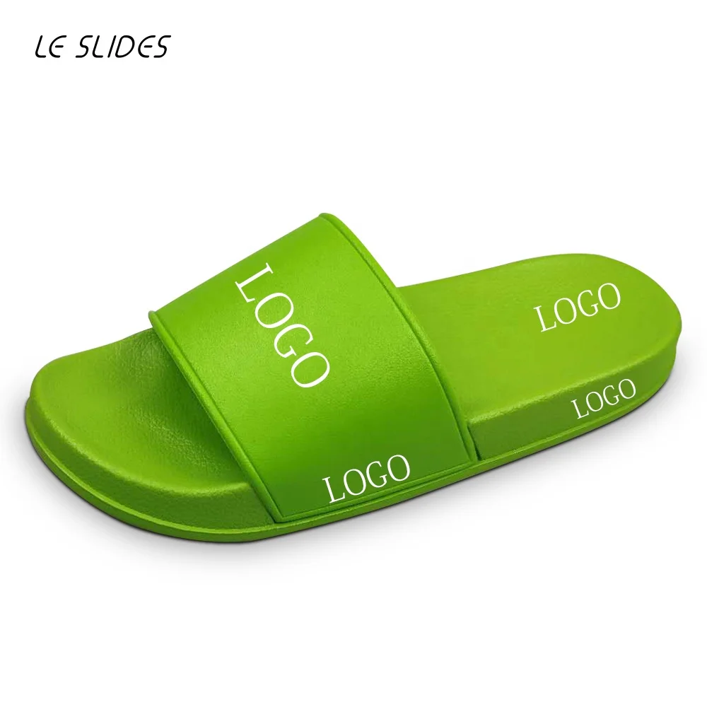 
Custom Embossed Printing Slides Shoes for Women Summer Flat PVC Slippers and Ladies Sandals 