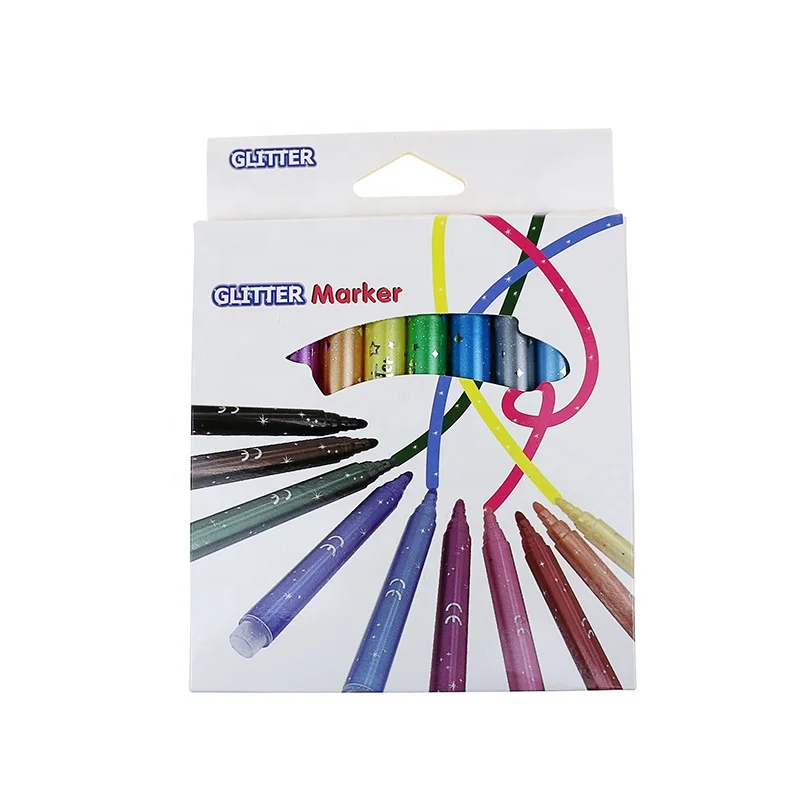 BECOL New Coming DIY Glitter Acrylic Paint Marker Pen 10 Colors Metallic Marker Pen for Art Craft Photo Album Card Drawing