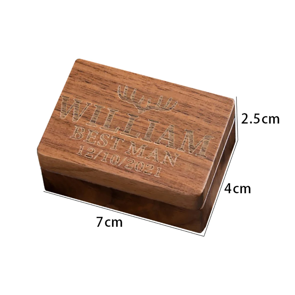 Groomsman Gift Personalized Cufflinks Tie Clip Money Clip Package walnut dark Wood Box Gift Small Wood Box