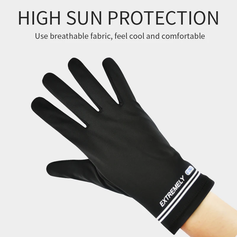 Summer thin black screen touched custom fishing riding lycra sun burn protection cooling gloves
