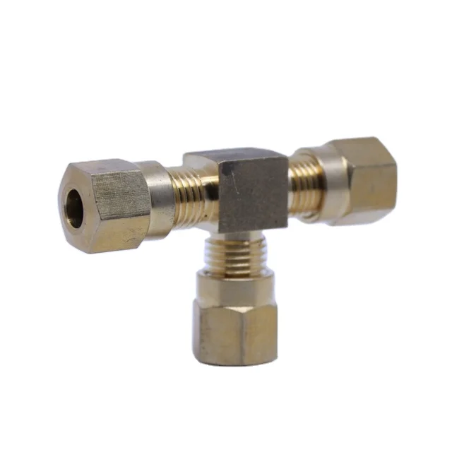 Key Forward Brass threaded ferrule Tee T three way connector professional manufacturer air fittings fuel quick connector