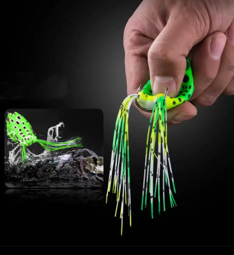 Hot Selling bionic thunder frog 15g/13g/8g/6g /5g  frog black suit high carbon steel double hook  lure soft bait