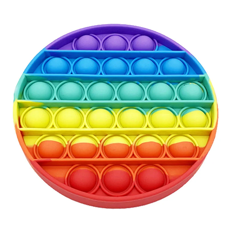 2021 Amazon Colorful Rainbow Silicone Bubble Sensory Fidget Toy Stress Reliever