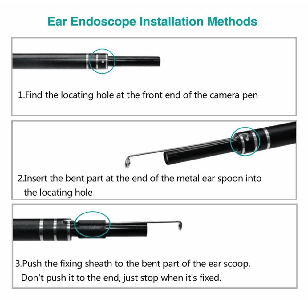 USB Ear Cleaning Endoscope 3 in 1 Otoscope camera Borescope Inspection Camera Waterproof Visual earpick with 6 LED lights