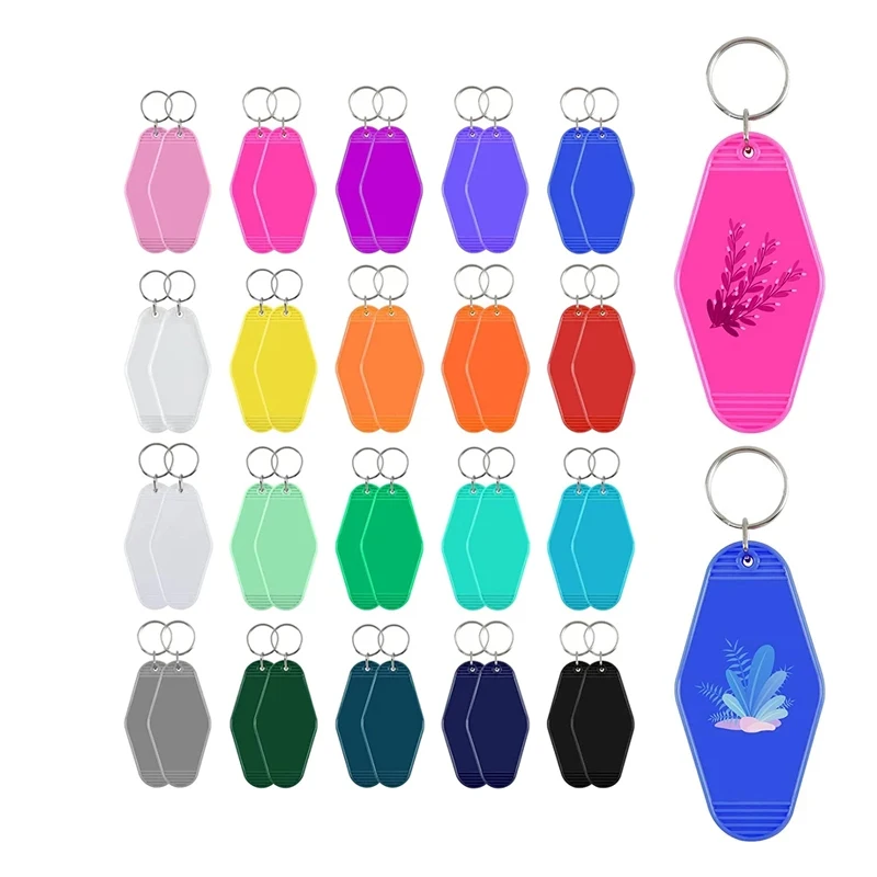 Custom Hotel Keychain Blanks Holographic Key Tag UV Printing Plastic Acrylic Key Chains Vintage Hotel Keytags Motel Keychain