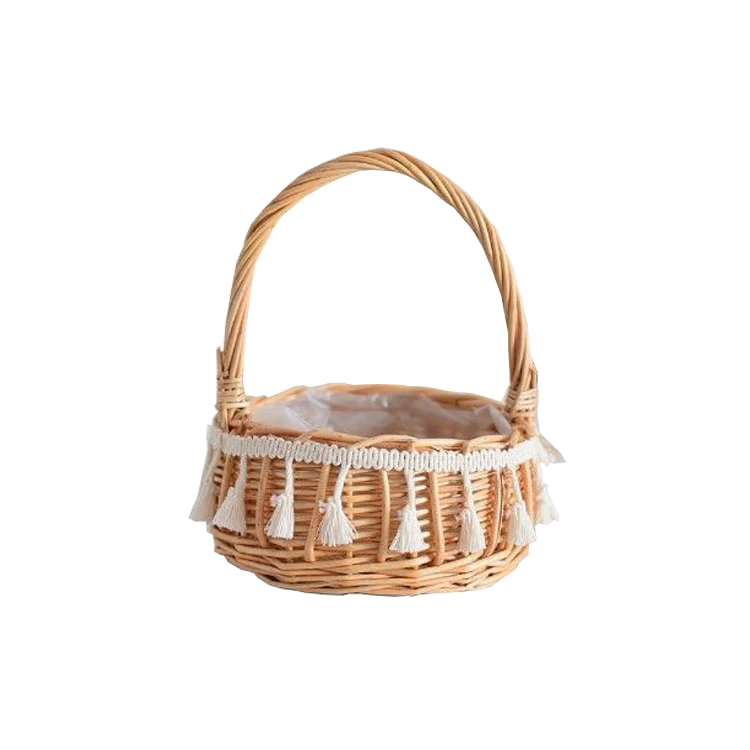 Rattan Hand-held Flower  Bamboo Storing Woven Flower Willow Wicker Handcraft Gift Rattan Basket