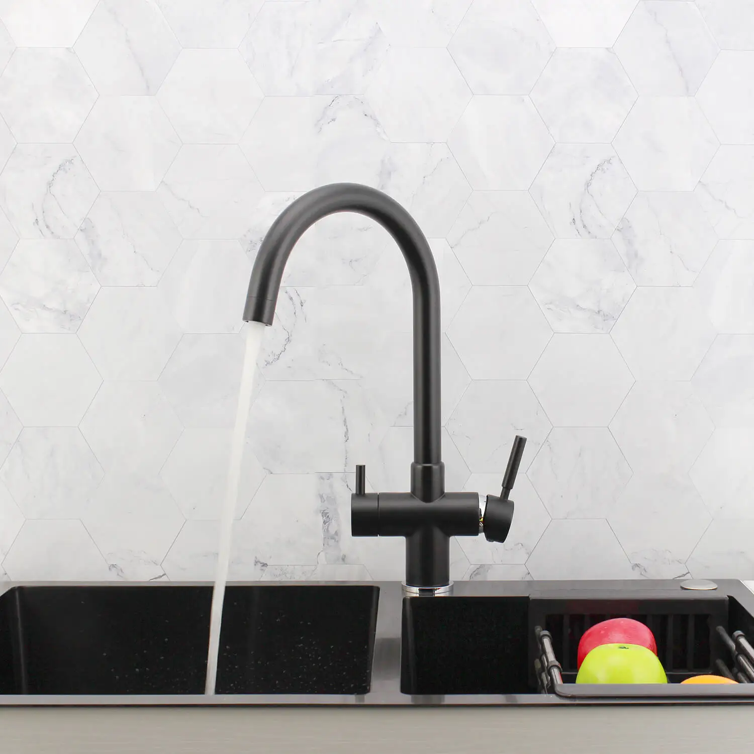 Kaiping Faucet Factory Matt Black Faucet with Reverse Osmosis System 5 in 1 Kitchen Mixer Water Faucet