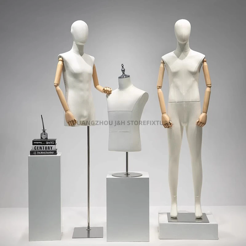 Fashion Cloth Dressmaker Dummy Faceless female full body clothes linen Articulated arms male Fabric Wrapped standing mannequin