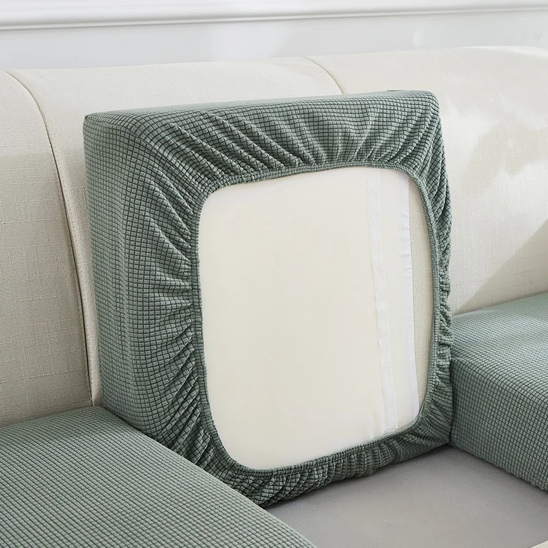 Stretch Sofa seat Cushion Cover Slipcover Elastic Couch Armchair Loveseat 4 or 3 Seater Grey Plain Solid Soft Durable Washable