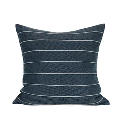 Thick Woven Fabric Throw Pillow Cover Designer Blue Sofa Decorative Cushion Cover Luxury
