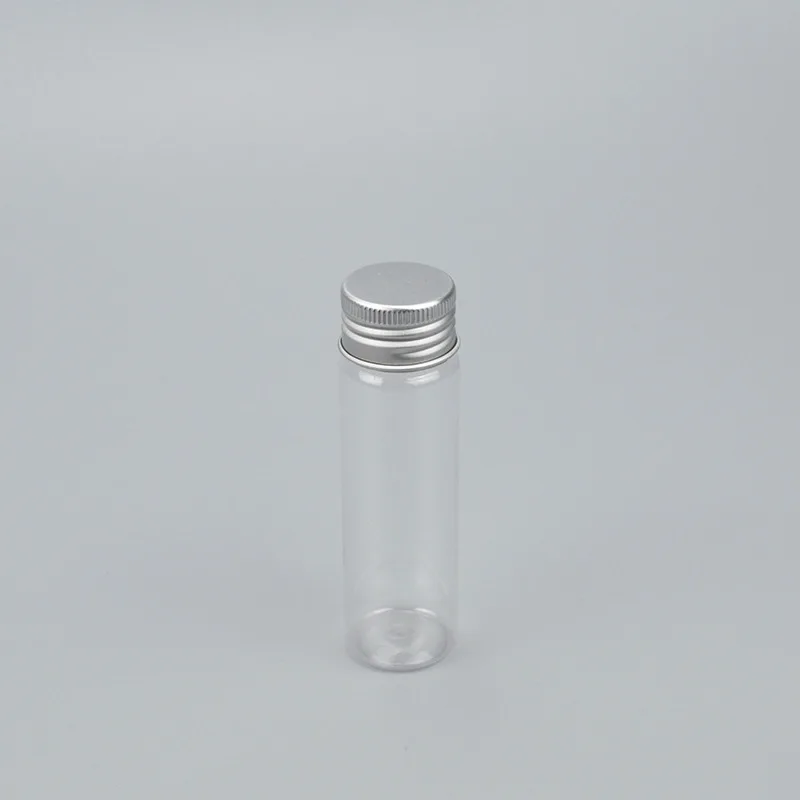 In Stock 50ml Candy Flat Bottom Clear Plastic Test Tube with Aluminum Lid