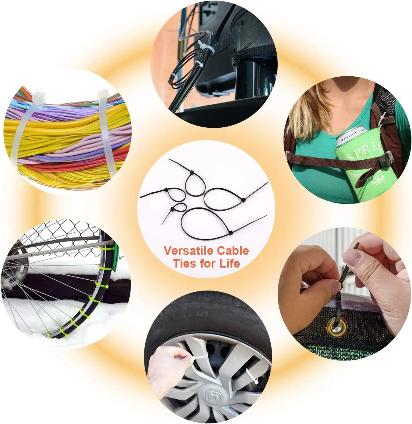 100 Pcs Pack Strong wraps never break self-locking nylon cable tie heavy duty plastic zip ties