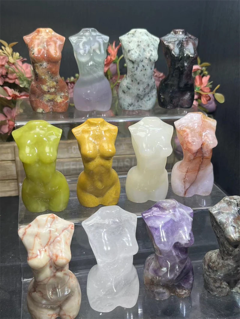 Wholesale healing crystals carvings natural crystal lady body crystal models for healing
