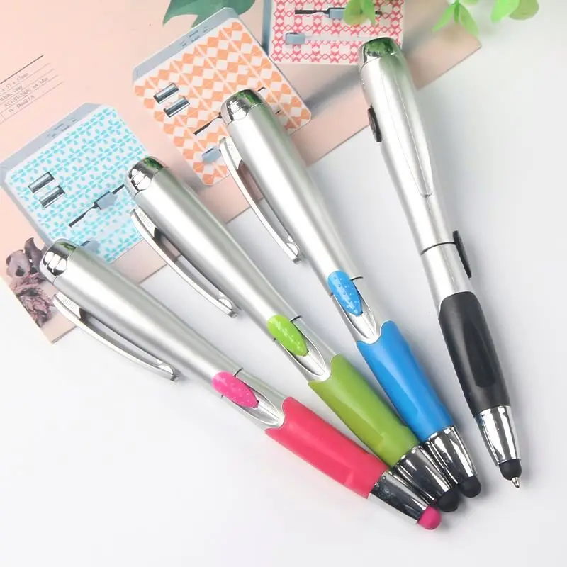 3 in 1 active click stylus plastic promotional custom logo light pen for ipad