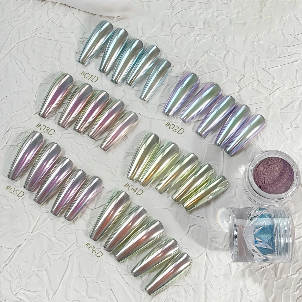 2 in 1 Metal Magic Mirror Aurora Powder OEM ODM Sexy Clear Chrome Pigment Cat Eye Powder For Nail Art
