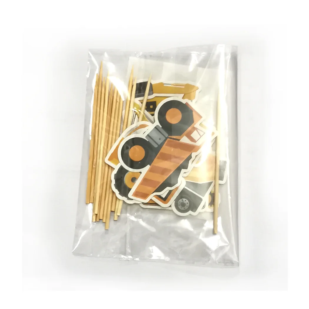 Construction vehicle excavator Cake Toppers for Boy`s Happy Birthday Party Cupcake Topper Fireman Plane Train Toppers