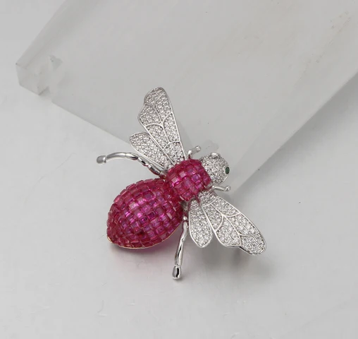 925 sterling silver invisible setting pink rhinestone brooch wholesale fashion unique brooches personalized premium brooch