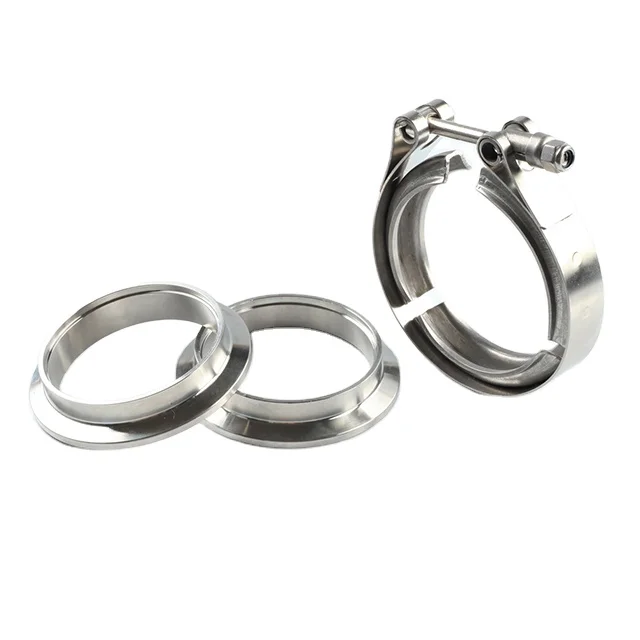 3.0 inch stainless steel turbocharger v-band clamp with turbo/blow exhaust wastegate flanges