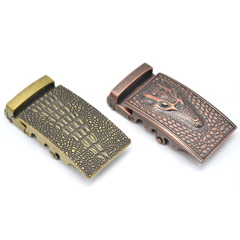 Wholesale Carosung Designer Antique Metal Alligator Ratchet Buckle Crocodile Custom Belt Buckles for Men