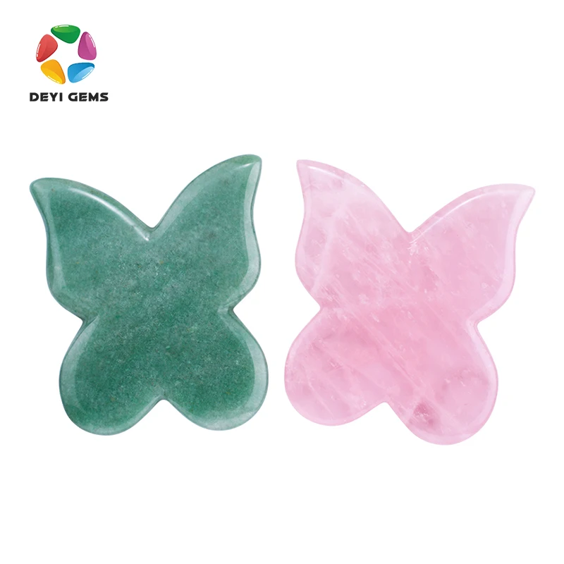 
Jade Guasha Tool Natural Rose Quartz Butterfly face Massager Health Care Stone Therapy 
