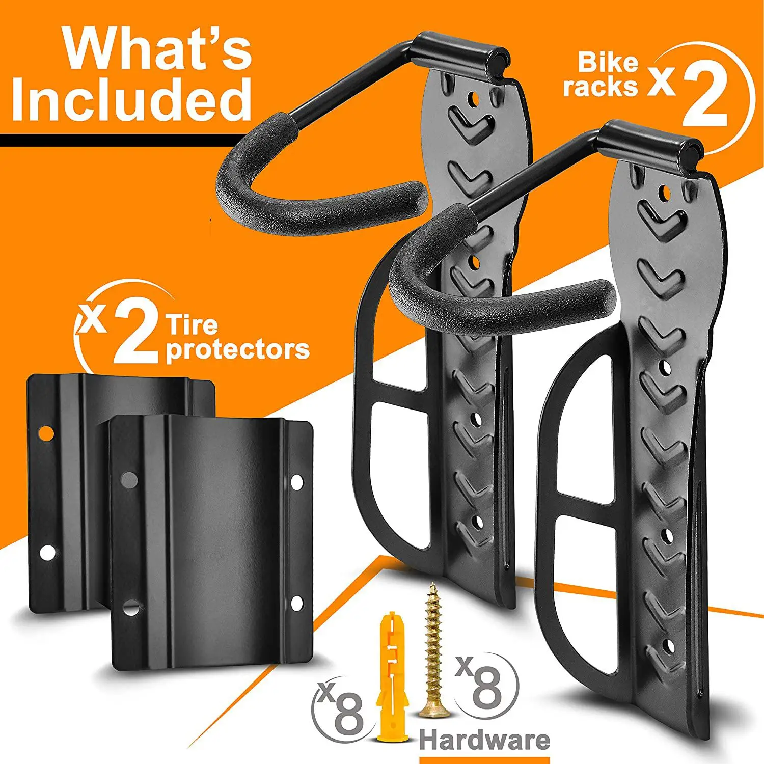 2 Sets of Bicycle Wall Hanger Hook Bike Wall Mount with Protector Hanging Garage Bike Rack Bike Display