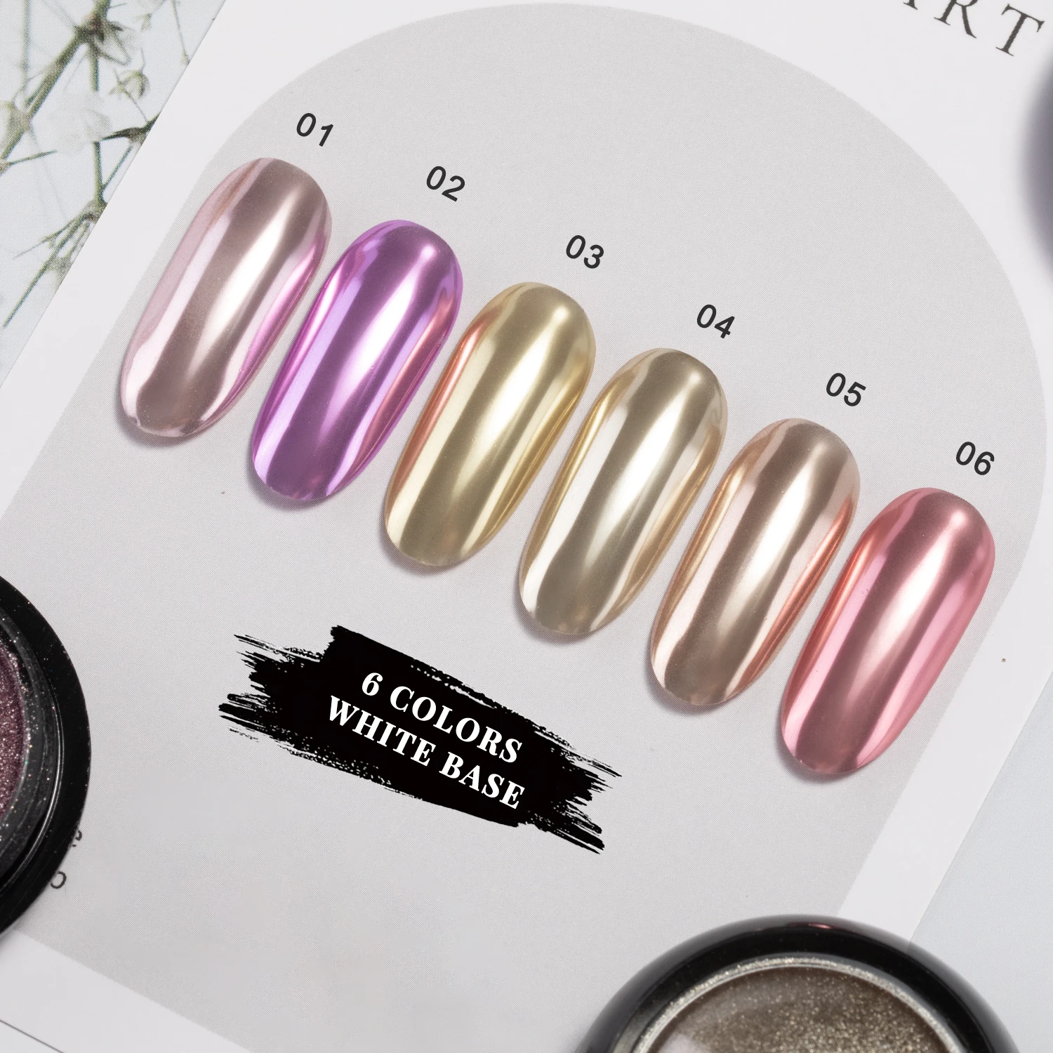 Wholesale Color Shift Pigment 6 colors Chrome Powder Mirror Effect Nail Dust Nail Magic Mirror Powder Magic