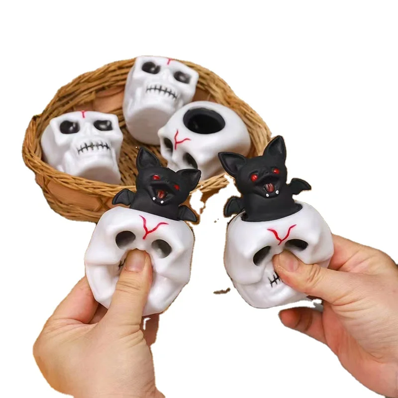 Squeeze Skull Pop Bat Halloween Fidget Toys Halloween Pumpkin Fidget Squeeze Toy