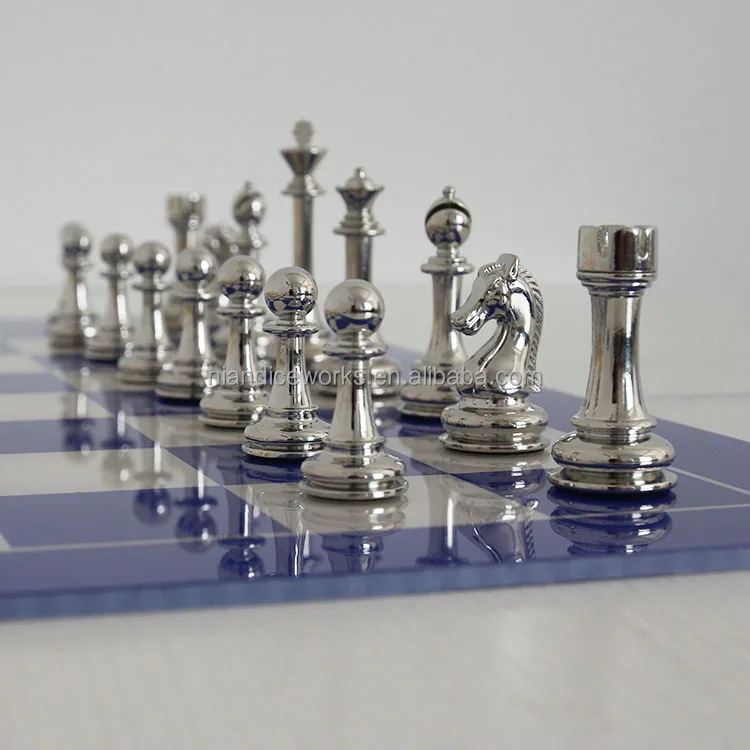 wholesale heavy vintage metal chess pieces custom  large chess set metal
