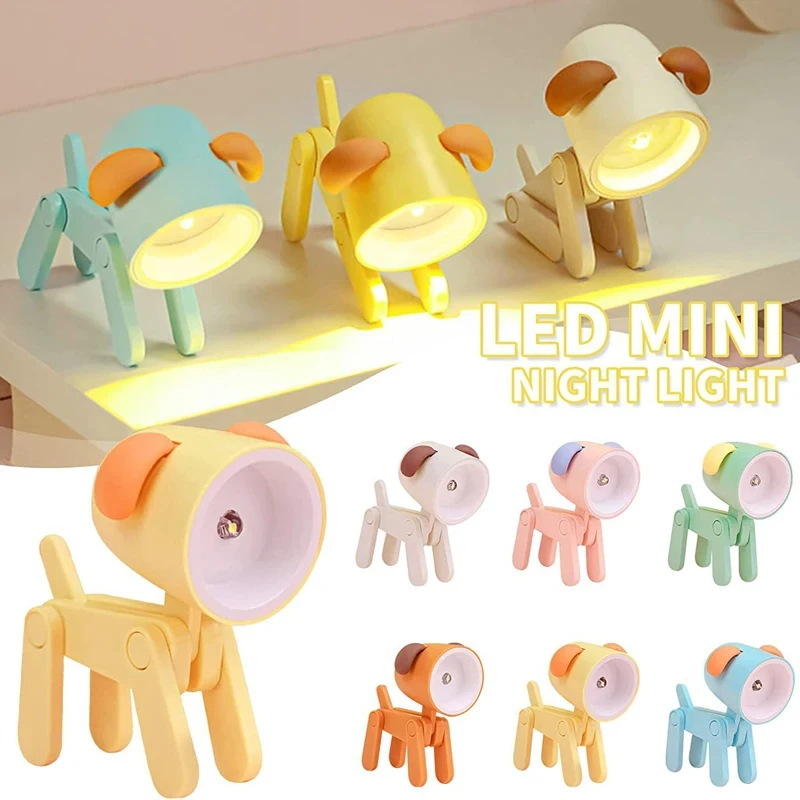 Led Night Light Mini Cute Pet Light Cartoon Dog Deer Dinosaur Folding Table Lamp Kids Room Bedside Bedroom Living Room Decor
