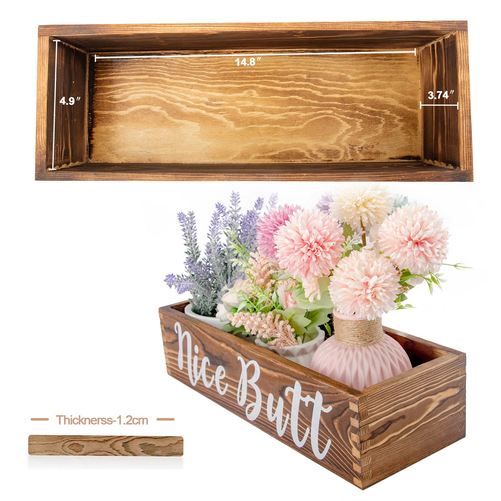 
High Grade Hand-painted Wooden Box Decoration Funny Toilet Paper Holder Decor Sign 
