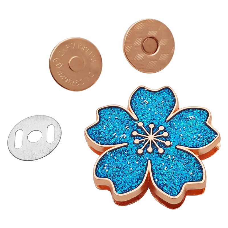 Wholesale Magnet Button Cherry Blossoms Magnetic Snap Buttons Leather Sewing Colorful Magnetic Buckle