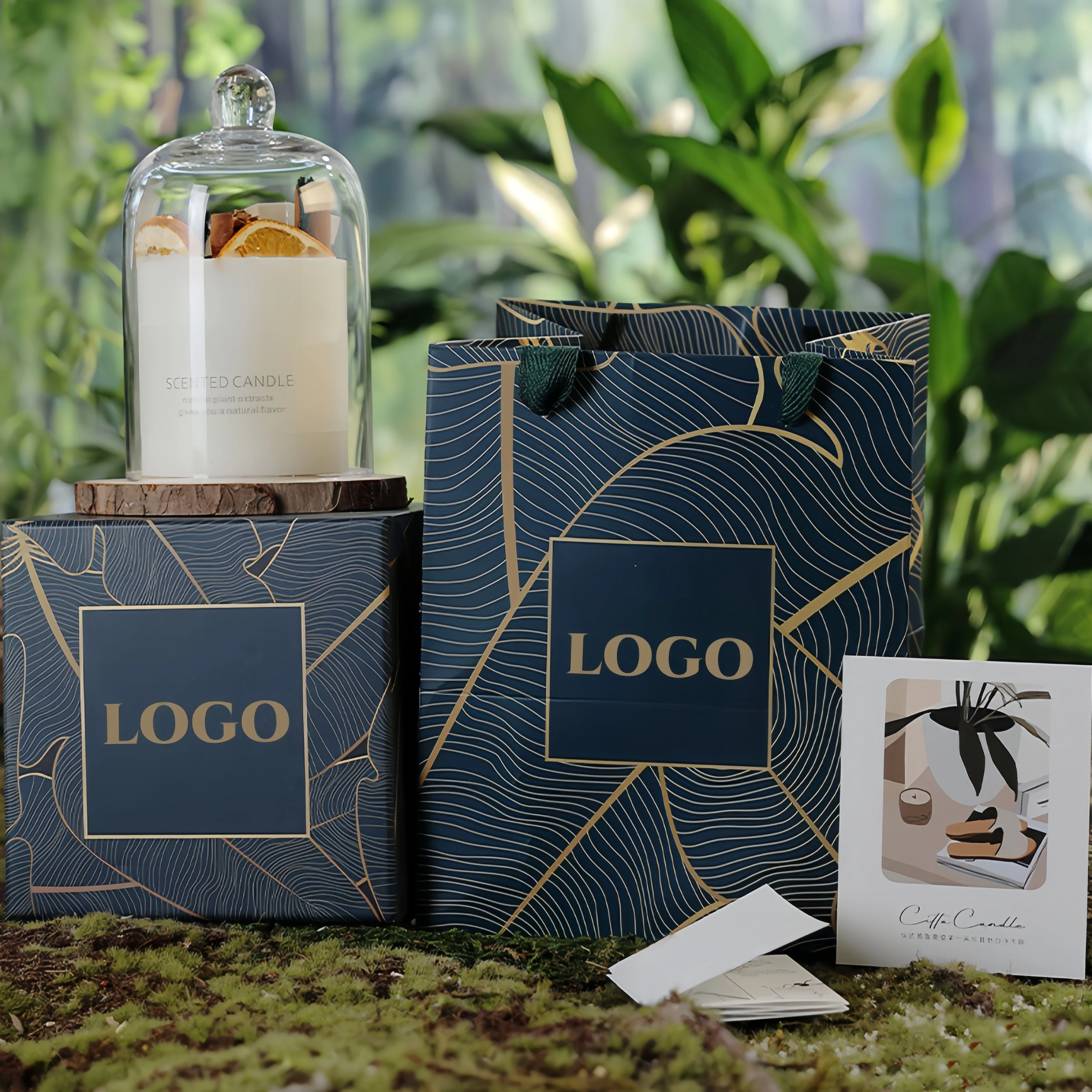 Amazon Custom Print Logo Dry Flower Scented Candle Soy Wax Luxury Aroma Candle Decoration Gift Set