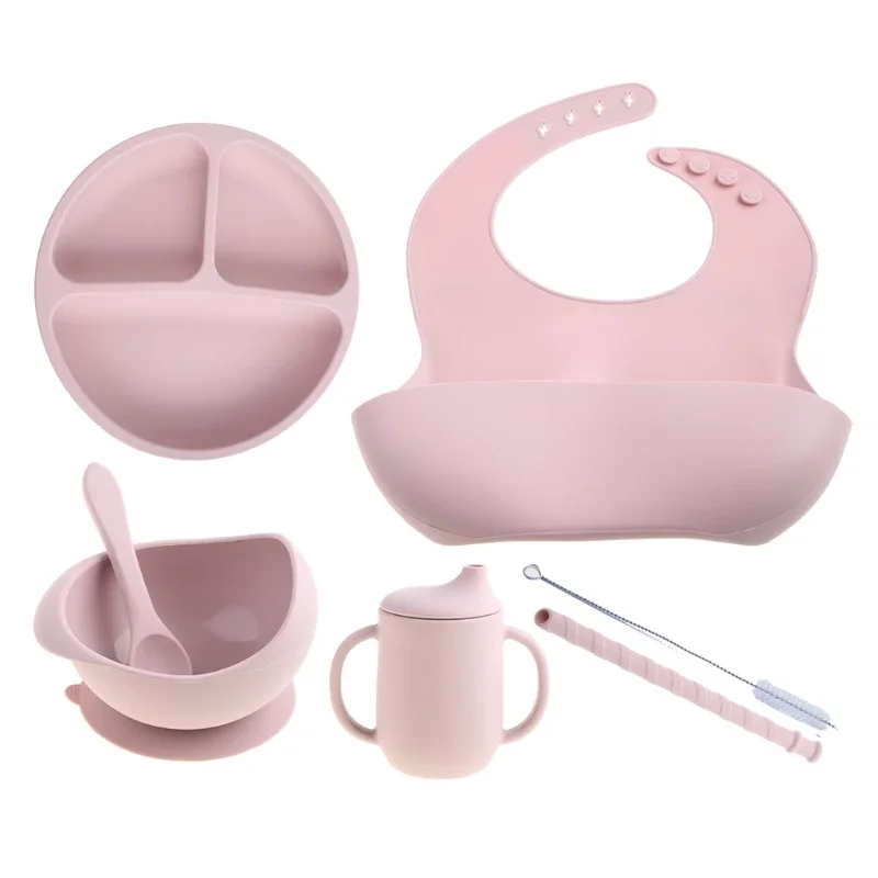100% Food Grade Silicone Plate New Product Ideas Silicone Baby Bibs With Healthy Feeding Spoon