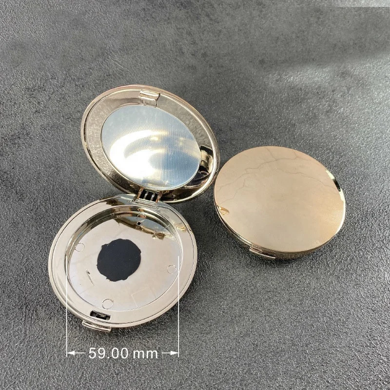 LZ Pack 100pcs 59MM Pan Round Metallic Gold Luxury Face Compact Pressed Powder Case Private Label Blusher Case