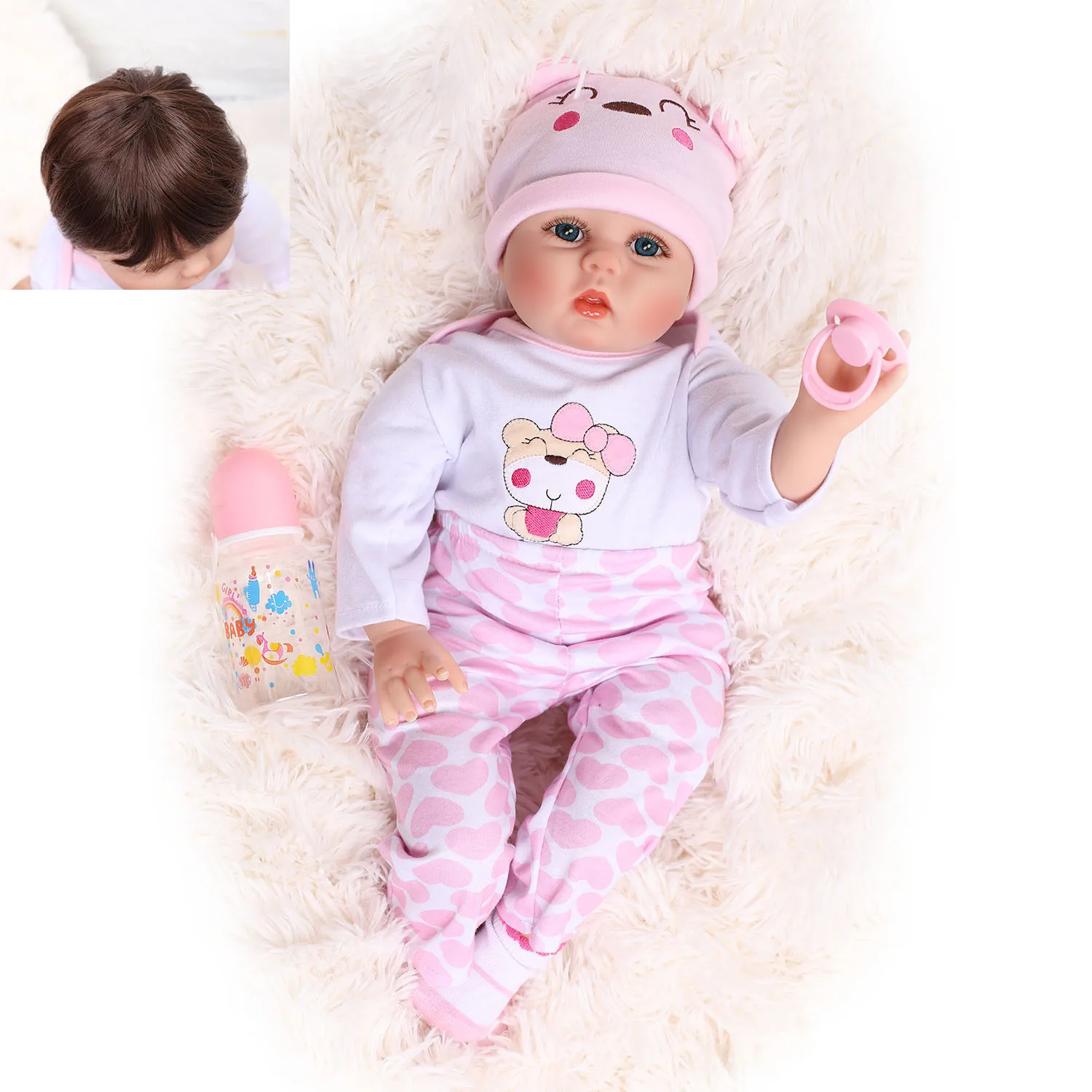 Lifelike silicon real reborn realistic kid boneca toy kit baby soft alive girl newborn black full children bebe doll for