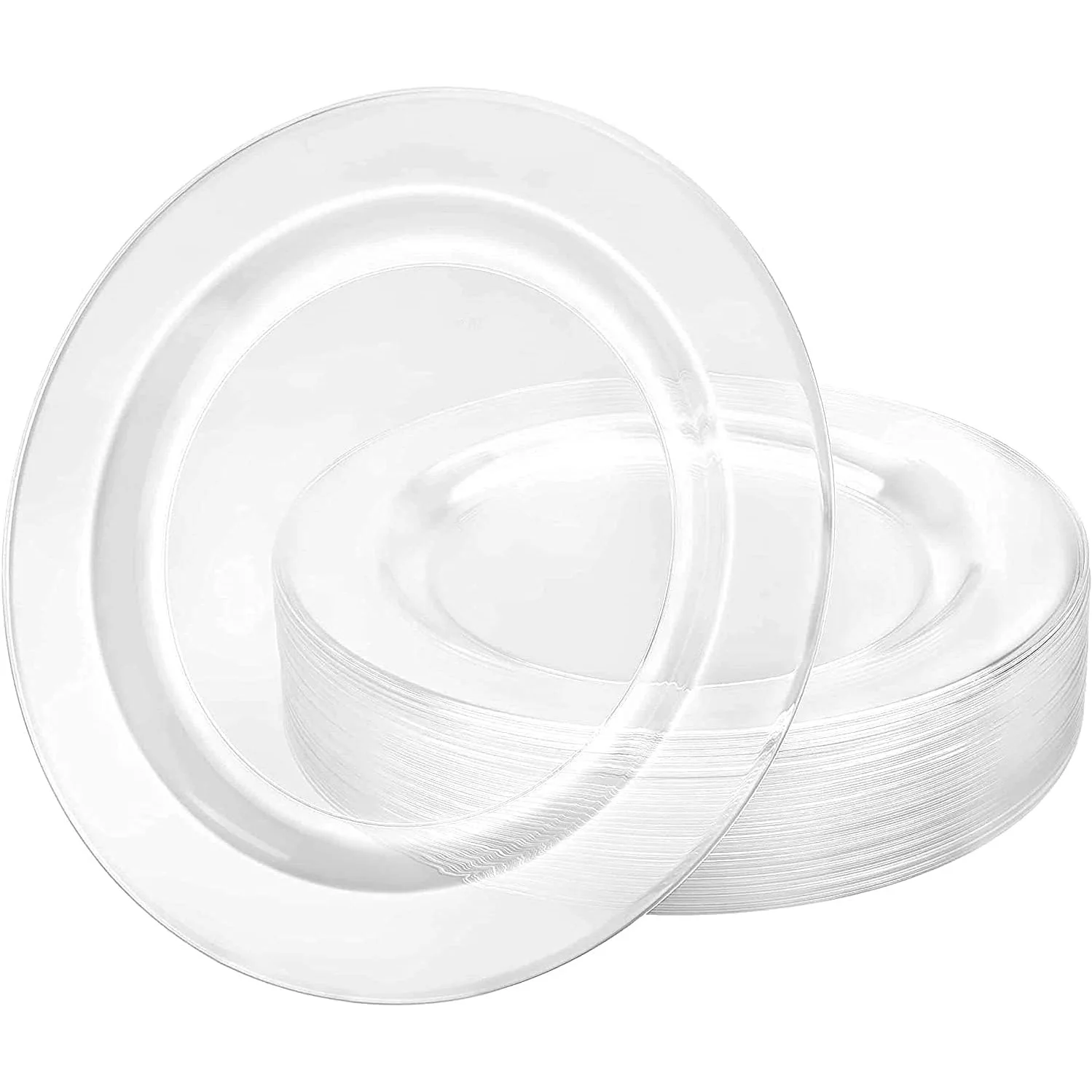 Disposable Premium Acrylic Weddings Party Dessert Salad Dishes Plates Crystal Clear Plastic Plate